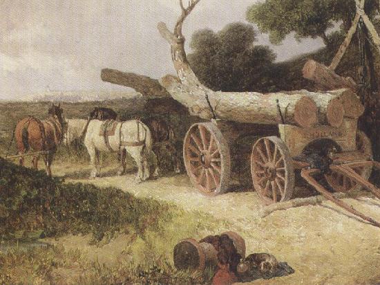James holland,r.w.s Countryfolk logging (mk37) oil painting picture